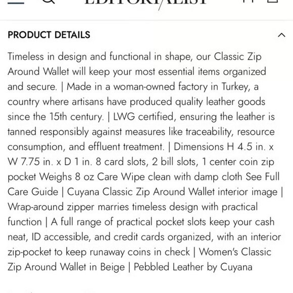 Cuyana Pebbled Leather Long Zip Continental Wallet Black/Red, VGUC, Has Monogram - Picture 13 of 13